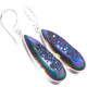Teardrop Peacock Purple Green Titanium Druzy 925 Silver Earrings, 1 1/4"