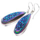 Teardrop Peacock Purple Green Titanium Druzy 925 Silver Earrings, 1 1/4"