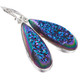 Teardrop Peacock Purple Green Titanium Druzy 925 Silver Earrings, 1 1/4"