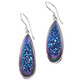 Teardrop Peacock Purple Green Titanium Druzy 925 Silver Earrings, 1 1/4"