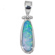 925 Silver Natural Australian Opal Sterling Pendant, 1 3/8"