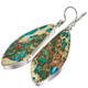 925 Silver Blue Turquoise In Matrix Sterling Dangle Drop Earrings, 1 3/8"