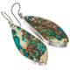 925 Silver Blue Turquoise In Matrix Sterling Dangle Drop Earrings, 1 3/8"