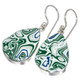 925 Silver Gorgeous Green Blue White Fordite Sterling Drop Earrings, 1 1/8"