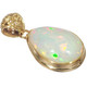 Vermeil Gold Plated 925 Silver Large White Ethiopian Opal Pendant, 1 3/8"