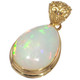 Vermeil Gold Plated 925 Silver Large White Ethiopian Opal Pendant, 1 3/8"