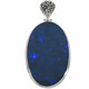 925 Silver Huge Deep Purple Hued Blue Australian Opal Pendant, 2 5/8"