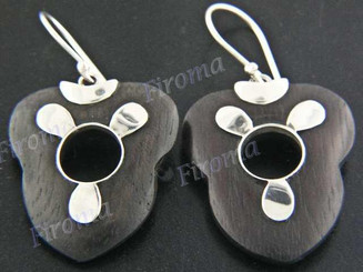 1" 925 Silver Sono Wood French Hook Earrings