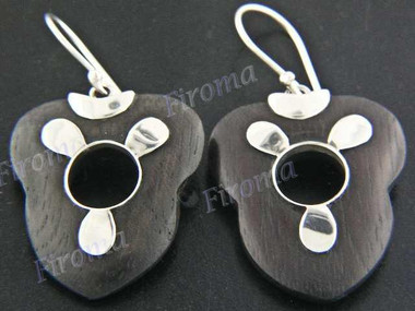 1" 925 Silver Sono Wood French Hook Earrings