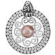 925 Silver Handmade Bali Champagne Gold Mabe Pearl Sterling Pendant, 2"