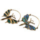 Exquisite Butterfly Paua Abalone Shell Gold-tone Brass Earrings, 1 3/4"