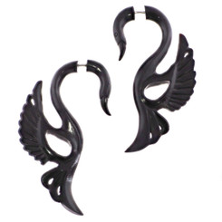 Fake Gauge Bison Horn Handcarved Post Earrings, 2 5/8"