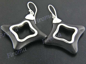 1 7/16" 925 Silver Sono Wood French Hook Earrings