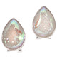 925 Silver White SiOpal Titanium Druzy Pear Sterling Omega Stud Earrings, 3/4"