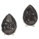 925 Silver Gunmetal Gray Titanium Druzy Pear Sterling Omega Stud Earrings, 3/4"