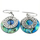 925 Silver Blue Green New Zealand Paua Abalone Shell Sterling Disc Earrings, 1"
