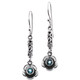 925 Silver Adorable Handcrafted Flower Blue Topaz Sterling Drop Earrings, 1 1/8"
