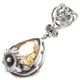 925 Silver Flower Decorated Filigree Yellow Citrine Sterling Pendant, 1 1/4"