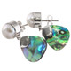 925 Silver Paua Abalone Shell White South Sea Mabe Pearl Post Earrings, 1 1/4"
