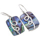 925 Silver Swirl Decorated Paua Abalone Shell Sterling Earrings, 1"