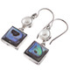 925 Silver Paua Abalone Shell White Freshwater Pearl Sterling Earrings, 1"