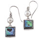 925 Silver Paua Abalone Shell White Freshwater Pearl Sterling Earrings, 1"