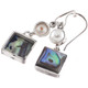 925 Silver Paua Abalone Shell White Freshwater Pearl Sterling Earrings, 1"