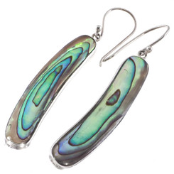 925 Silver New Zealand Paua Abalone Shell Sterling Drop Earrings, 1 5/8"