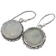 925 Silver Sparkling Round Blue Agate Druzy Drusy Sterling Earrings, 11/16"