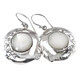 925 Silver Design Round Mother Of Pearl Shell Earrings, 1 1/16"