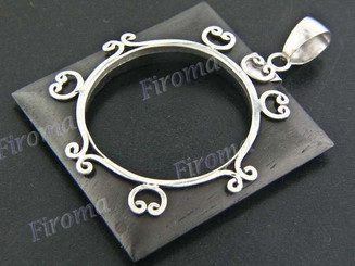 1 5/8" 925 Silver Sono Wood Pendant