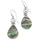 925 Silver Teardrop Paua Abalone Shell Freshwater Pearl Earrings, 1 5/16"