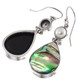 925 Silver Teardrop Paua Abalone Shell Freshwater Pearl Earrings, 1 5/16"