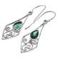 925 Silver Dainty Pear Green Quartz Scroll Filigree Sterling Earrings, 1 1/8"