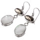 925 Silver Smokey Quartz Oyster White Mother Of Pearl Pearl Earrings, 1 5/16"