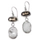 925 Silver Smokey Quartz Oyster White Mother Of Pearl Pearl Earrings, 1 5/16"