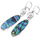 925 Silver Paua Abalone Shell Freshwater Button Pearl Sterling Earrings, 1 3/4"