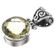 925 Silver Large 12mm Round Lemon Quartz Sterling Pendant, 1"
