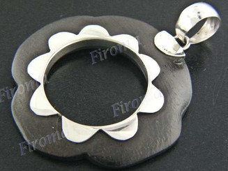 1 7/16" 925 Silver Sono Wood Pendant