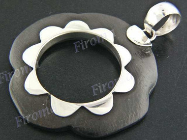 1 7/16" 925 Silver Sono Wood Pendant
