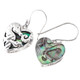 925 Silver Seahorse Pair Over Paua Abalone Shell Sterling Earrings, 11/16"