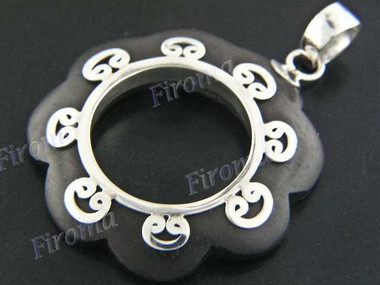 1 5/8" 925 Silver Sono Wood Pendant