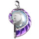 925 Silver Cool Open Purple  Nautilus Shell Sterling Pendant, 2 1/8"