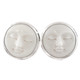 925 Silver Moon Face Bison Bone Hand Carving Sterling Clip-on Earrings, 7/8"