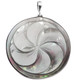 Carved Flower Mother Of Pearl Shell Sterling Silver Pendant, 2"