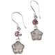 925 Silver Mother Of Pearl Flower Pink Quartz Sterling Earrings, 7/8"
