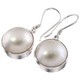 925 Silver Large17mm South Sea Cultured White Mabe Pearl Sterling Drop Earrings
