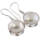 925 Silver Large17mm South Sea Cultured White Mabe Pearl Sterling Drop Earrings