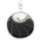 925 Silver Round Black Nautilus Shell Sterling Pendant, 1 1/2"