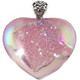 925 Silver Heart Iridescent Pink Opal Titanium Druzy Sterling Pendant, 1 7/8"